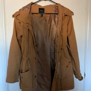 Brown Zip Up Trench Style Jacket